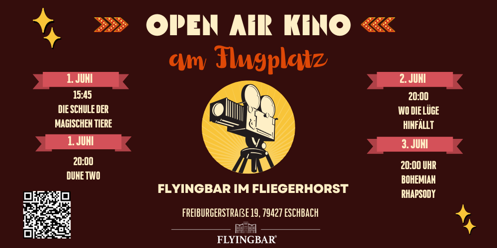 Open Air Kino 2025 – Filmnächte unter freiem Himmel in der Flyingbar im Fliegerhorst!
